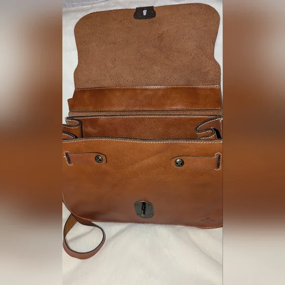 Patricia Nash Heritage Cadiz Leather Satchel Crossbody Bag VGUC Brown - Picture 8 of 14